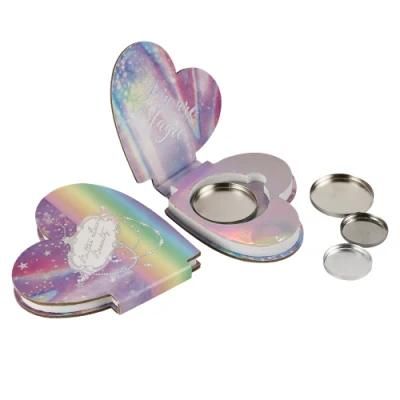 Firstsail Holographic Heart Shaped Single Pan Private Label High Pigment Empty Magnetic Eyeshadow Palette