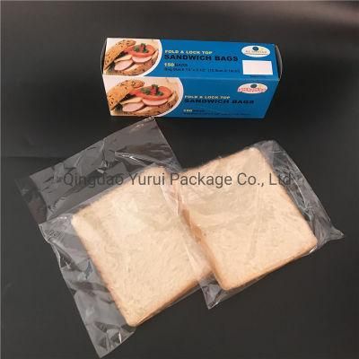 Custom Clear Fold Lunch Bread Food Packaging Disposable Biodegradable Flip Top Sandwich Bag
