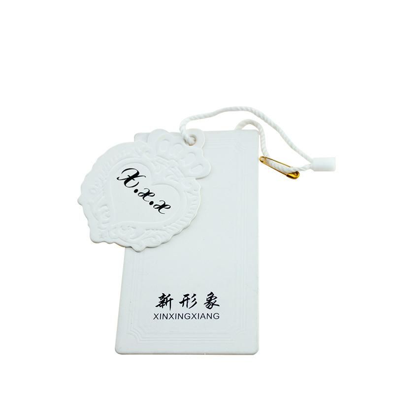 Professional Embossed Logo Special White Clothing Paper Hang Tag with Cotton Strings