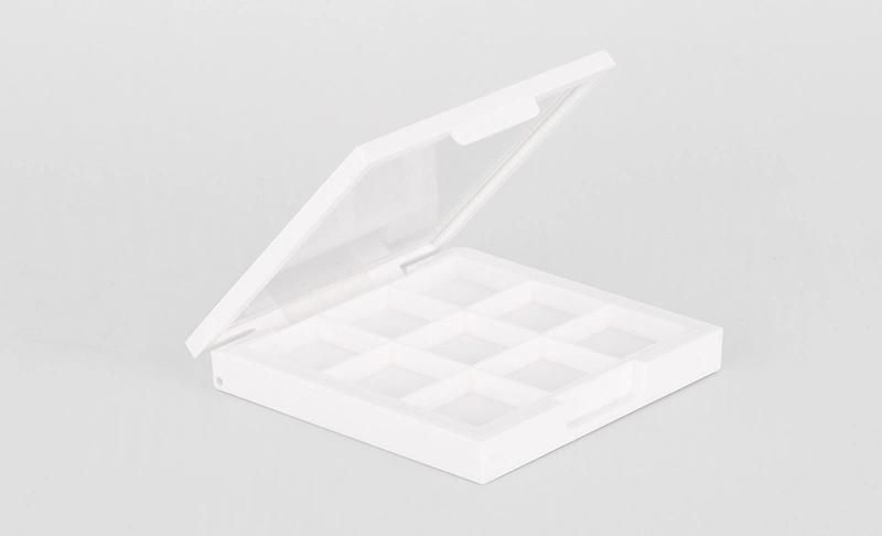 9 Hole Clear White Rectangle Flat Plastic Empty Eyeshadow Case for Cosmetic Packaging