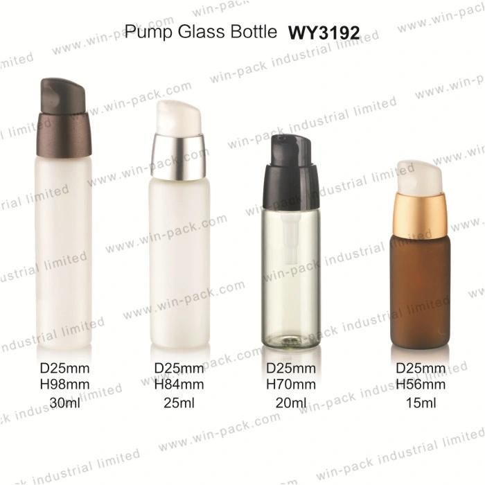 Tubing Glass Bottle 15ml 20ml 25ml Custom Color with Small Lotion Pump