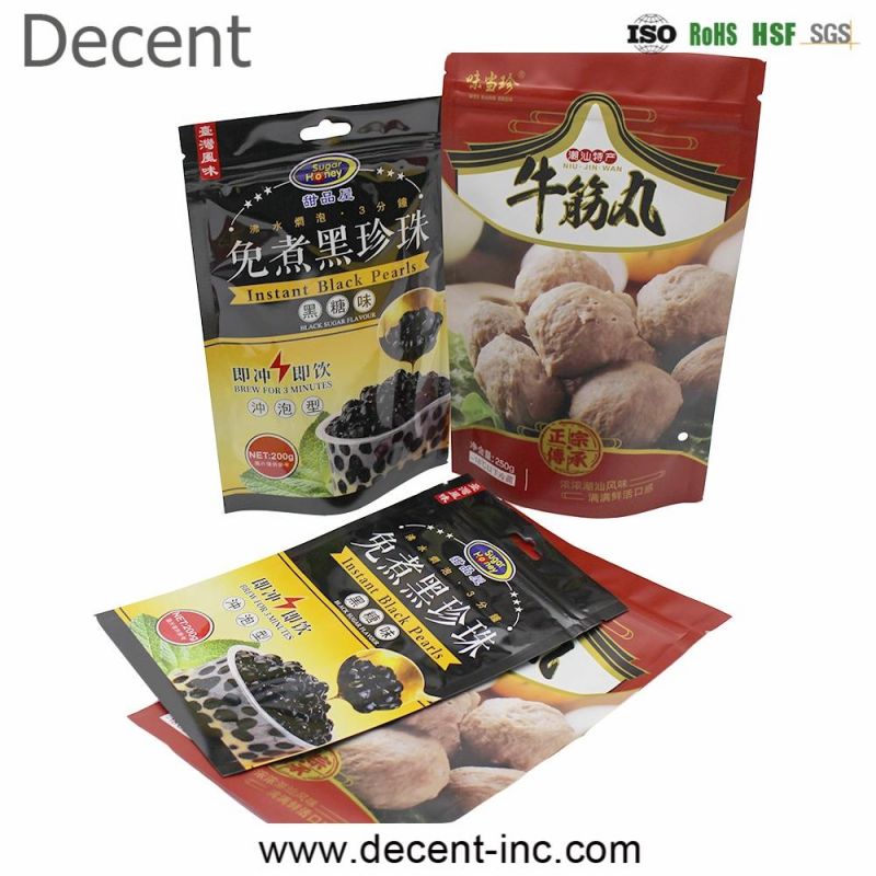 Professional Custom Design Printing Stand up Pouches with Zipper for Food Packaging