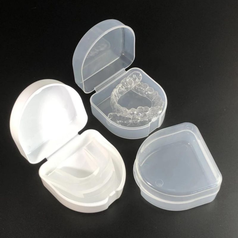 White Portable Orthodontic Retainer Container Dental Mouthguard Case