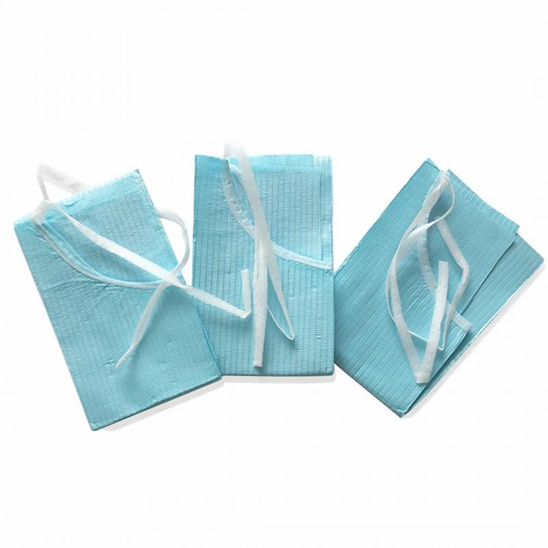 Wholesale Waterproof Disposable Dental Bib with Rectangle Extral Tie