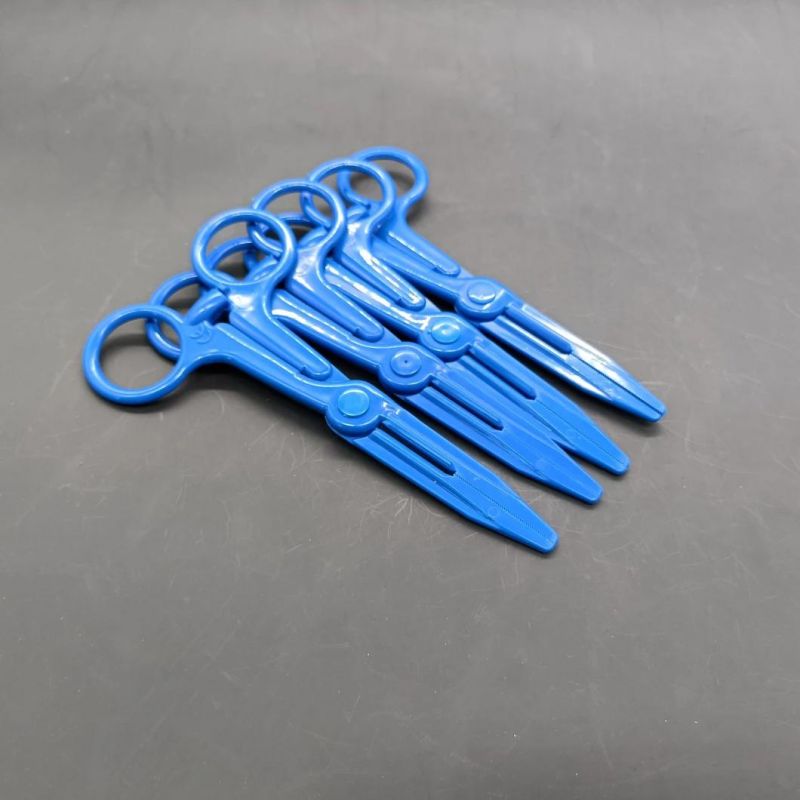 Disposable Medical Dental Blue Color Plastic Tweezers Forceps