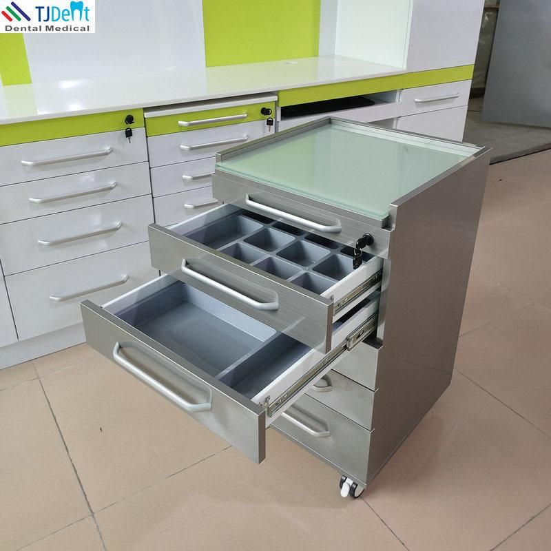 Stainless Steel Movable Convenient & Durable with Baffle Dental Clinic Cabinet