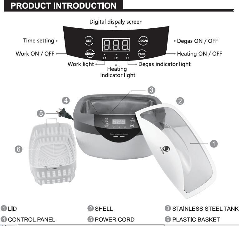 Touch Control Full Sterilizing 120W Dental Ultrasonic Bath