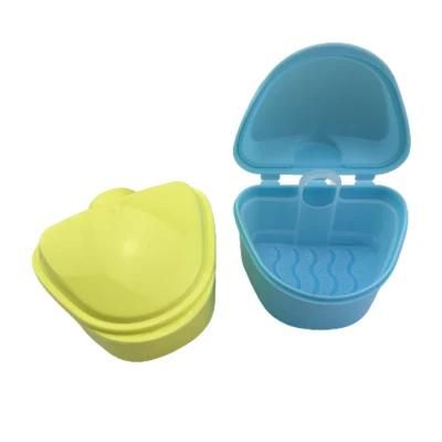 Trapezoidal Plastic Denture Cup Container Box with Strainer False Teeth Storage Box