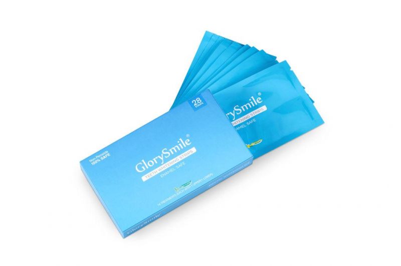 Hot Sale in 2020 OEM/ODM Manufactory Glory Smile Dental Bright Custom Service Blue Non-Peroxide Teeth Whitening Strips