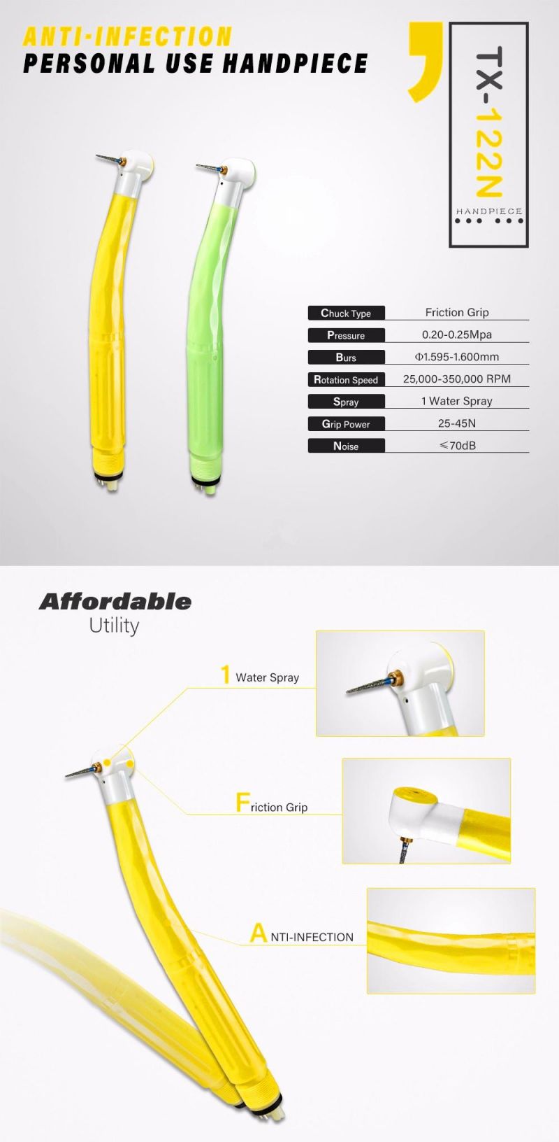 Color Customizable ABS Material Disposable Dental Handpiece