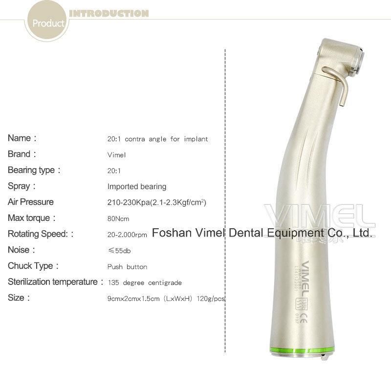 LED Implant Contra Angle 20: 1 Dental Handpiece Optical