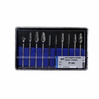 10PCS/Set Dental HP Tungsten Carbide Cutter Kit Dental Burs Drills Tungsten Steel Material