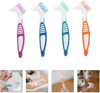 Purple/Blue/Orange Plastic Denture Brush Clearer Brushes for False Tooth Cleaning