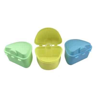 Colorful Plastic Retainer Denture Bath Box with Strainer Basket