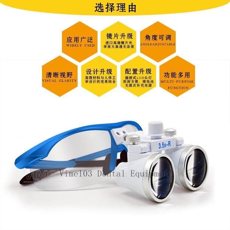 Dentist Surgical Binocular Dental Loupe and LED Head Light 2.5X/3.5X