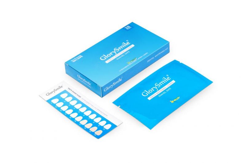 MSDS Cpsr Approved Dental Bright Manufactory Glory Smile Home Use Custom Logo Blue Non-Peroxide Teeth Whitening Strips