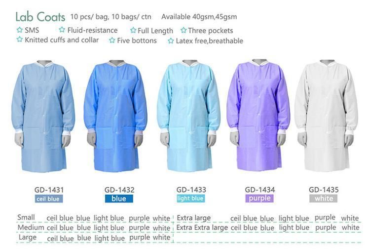 Disposable Medical Doctor Nursing Lab Coat Factory Cheap Price Lab Coat Different Size China Manufacture