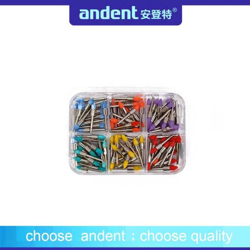 Dental Colorful Nylon Cup Prophy Polishing Brushes with Metal Shank