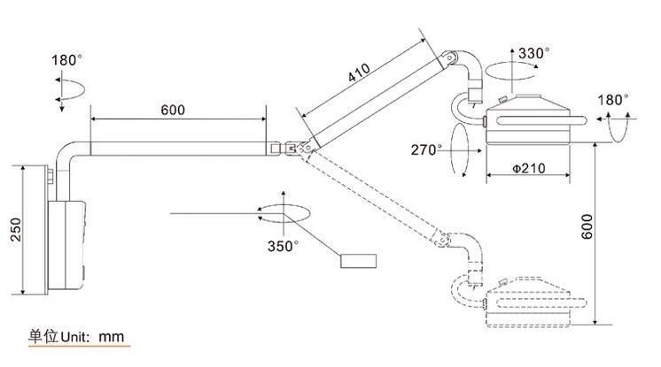 Wall-Mounted Shadowless Dental LED Operating Lamp Examination Light