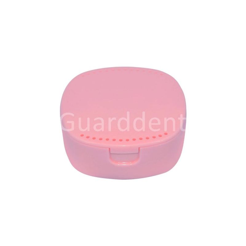 Waterproof Body Denture Box with Mirror, Rainbow Colors Retainer Box