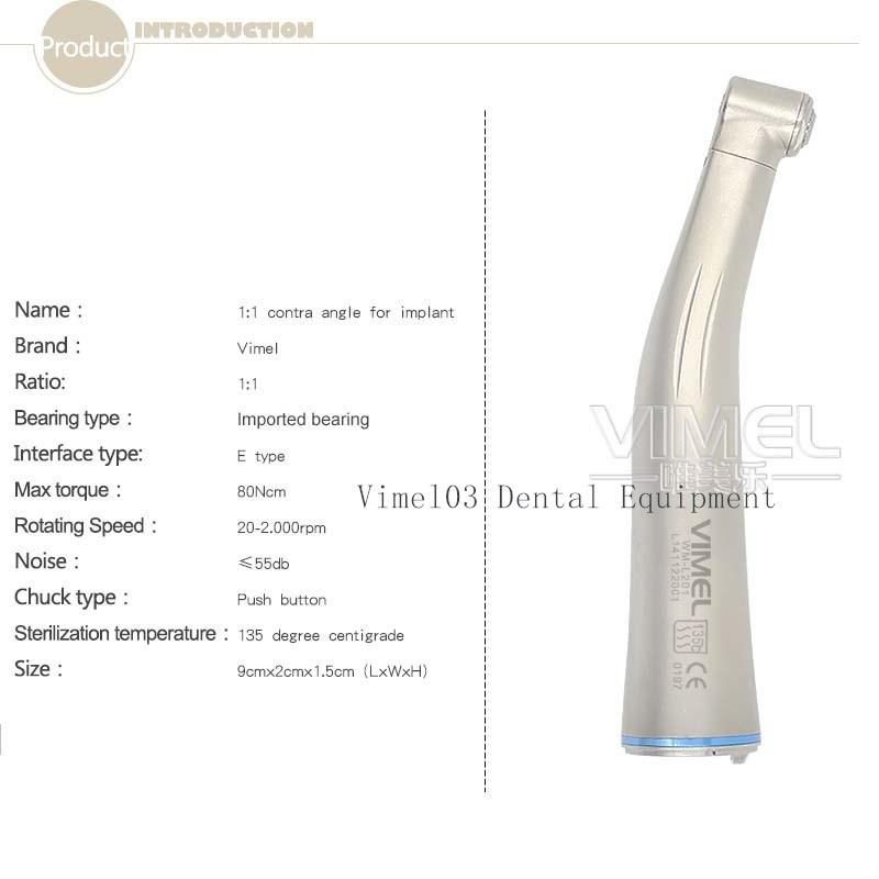 1: 1 Fiber Optic Dental Low Speed Contra Angle Handpiece