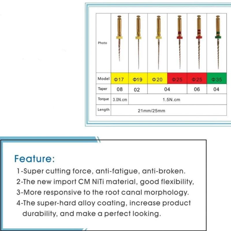 Coxo Soco Dental Supplies Endodontic Instruments Sc-PRO Endo Rotary File Niti Super Roots Canal File for Endomotor