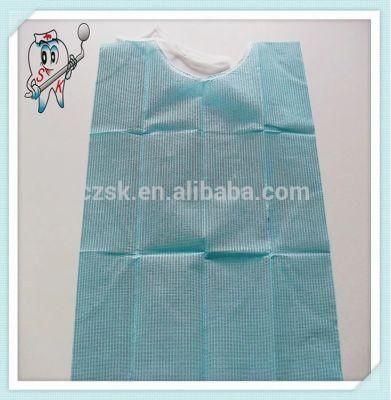 Blue Disposable Plastic Custom Adult Dental Bib with Tie