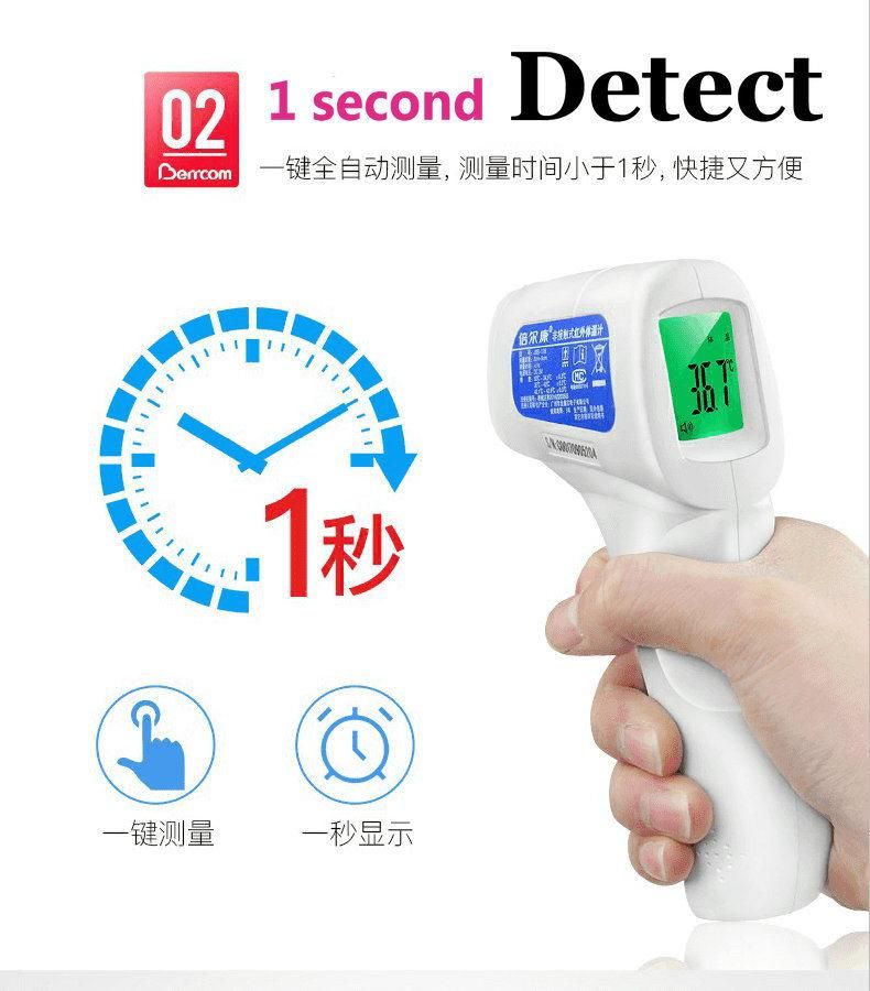 HD LED 1 Second Detect Ear and Forehead Thermometer Non Contact Infrared Body Temperature Scanner