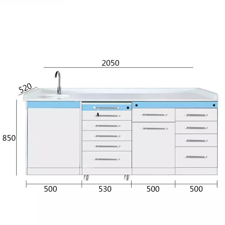 Stainless Steel Body Marble Top with Wash Basins Sink Sensor Faucet Dental Clinic Medical Cabinets