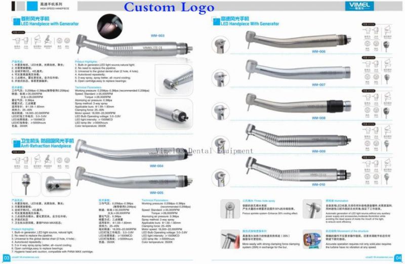 Dental Kit with 45 Degree LED High Speed Handpiece