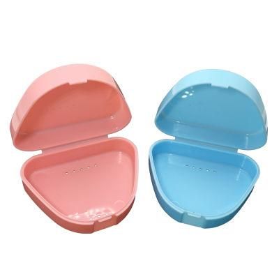 Triangle Cute Colorful Orthodontic Plastic Portable Dental Retainer Box with Slot