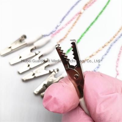 Metal Ball Chain Dental Bib Holder Patient Towel Clamps Dentist Napkin Clips