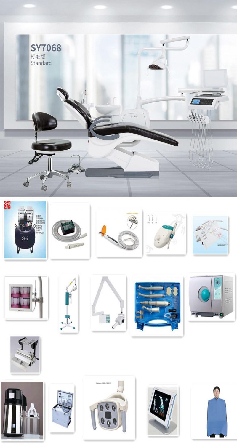 LCD Screen Comprehensive Dental Chair Best Quality Dental Unit with Black Leather