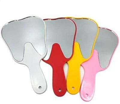 Colorful Tooth Shaped Plastic Hand Mirror with Handle