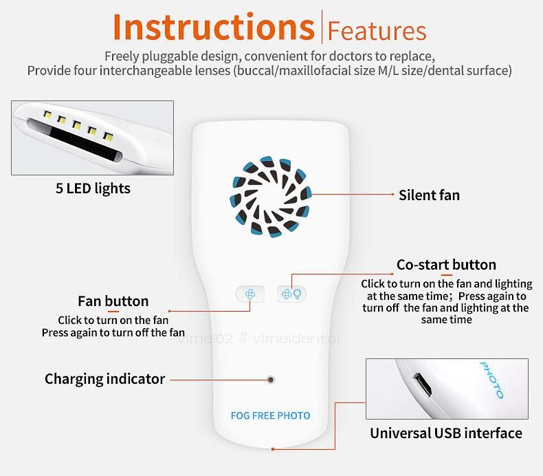 Stainless Steel Refractor Mirror Anti-Fog Oral Photo Photographic Fog Free