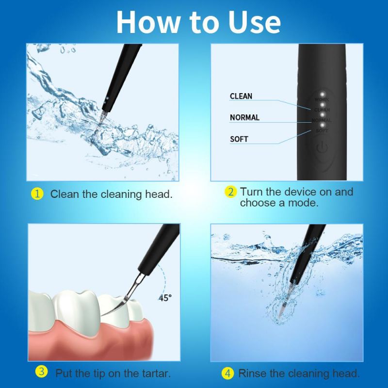 Electric Dental Calculus Scraper Tartar Teeth Cleaning Kit Ultrasonic Tooth Cleaner with 5 Adjustable Model Teeth Whitening Kit