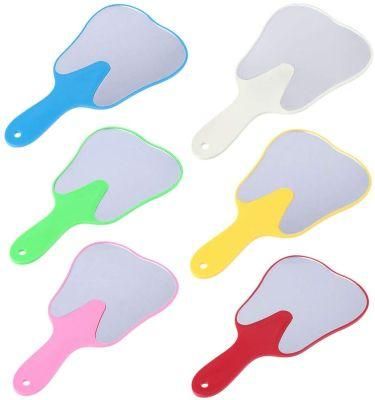 Colorful Dental Glass Mirror Disposable Teeth Shape Mirror