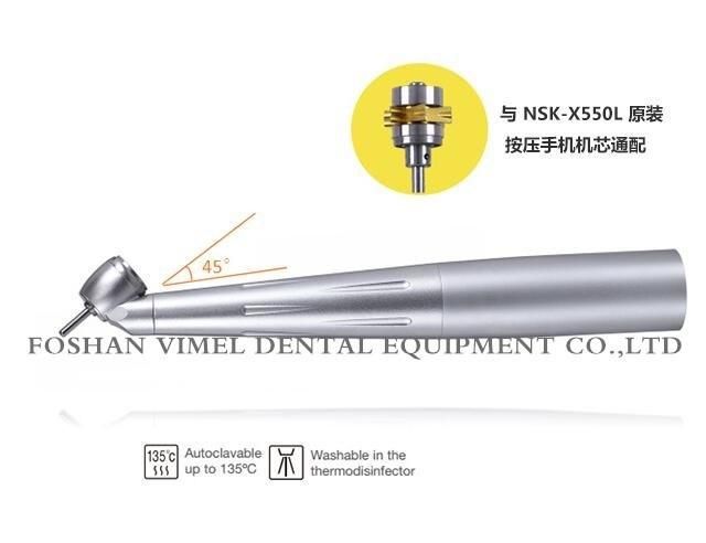 Dental LED Fiber Optic Handpiece 45 Degree High Speed Turbine