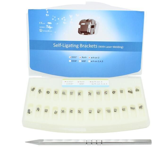 Dental Orthodontic Metal Self-Ligating Bracket Mini 022 Roth Mbt 28 PCS + Tool