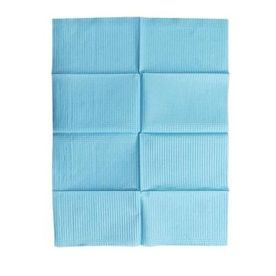 for USA Market Premium Disposable 2-Ply W/Poly Patient Bibs 13&quot;X18&quot; Soft Dental Blue Waterproof Bibs Napkins