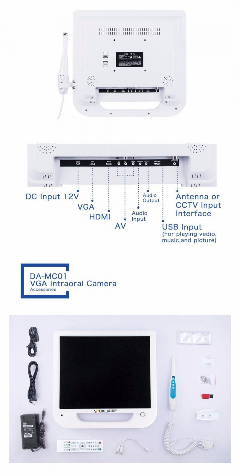 17inch LCD Monitor 10 Megapixels High Definition Dental Digital Viewer Intraoral Camera VGA Connection Endoscrope with Multimedia