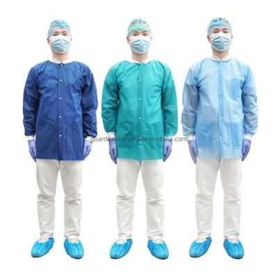 High Quality Wholesale Manufacturer Custom Blue Green PP SMS Disposable Medical Lab Coat for Men Doct