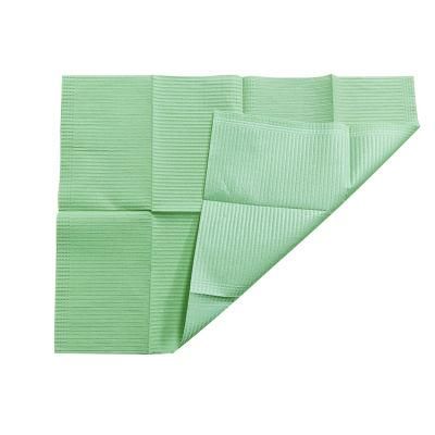 for USA Market Premium Disposable 2-Ply W/Poly Patient Bibs 13&quot;X18&quot; Soft and Fluid Resistant Dental Green Paper Bib