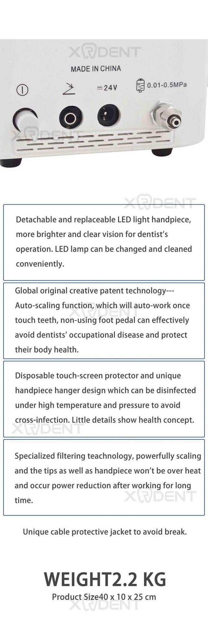 Dental Ultrasonic Scaler LCD Touch Screen Is Easy to Operate