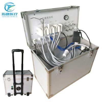 Electricity Mobile Portable Dental Unit Built-in Air Compressor + Saliva Ejector + 3-Way Syringe Bottle + Clean Water Bottle