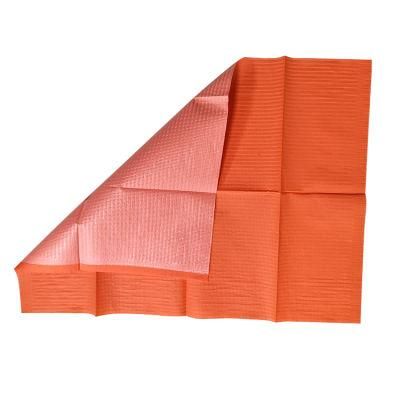 for USA Market Premium Disposable 2-Ply W/Poly Patient Bibs 13&quot;X18&quot; Soft and Fluid Resistant Dental Orange Paper Bib