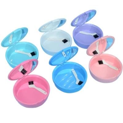 Waterproof Body Denture Box with Mirror, Rainbow Colors Retainer Box