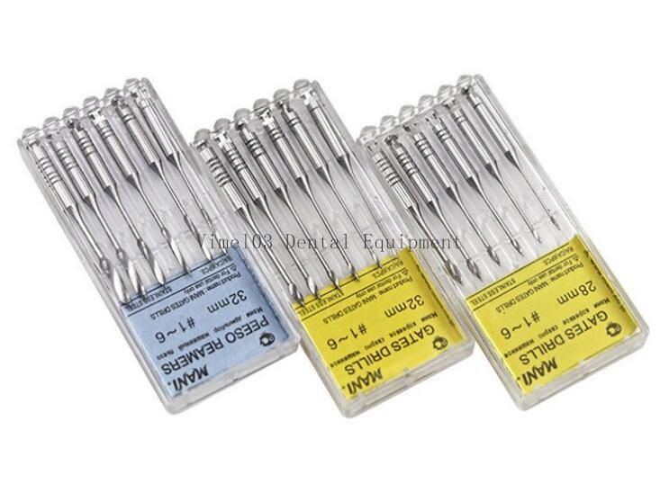 Dental Stainless Steel Endodontic Drills of Screw Post #1-#6 Reamers