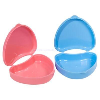 Cheap Plastic Heart-Shaped Compact Denture Box Dental Retainer Box