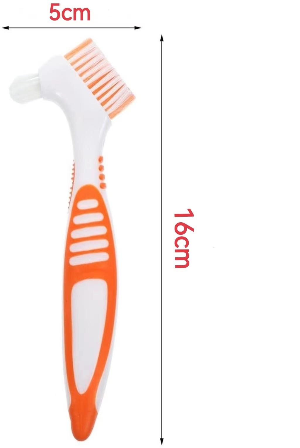 PVC+TPR Colorful Double Head Hard Nylon Bristle Denture Brush